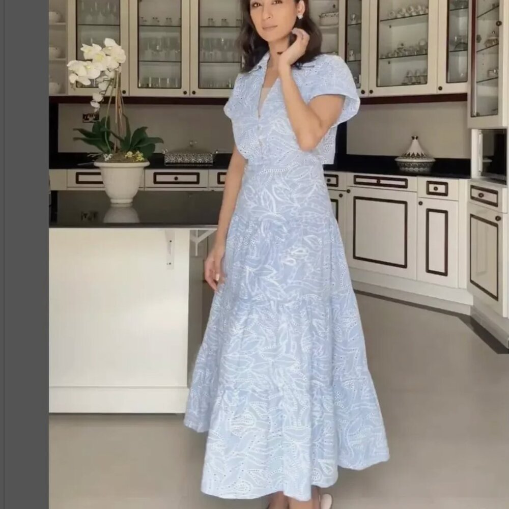 Zara Light Blue Patterned Dress - image 2